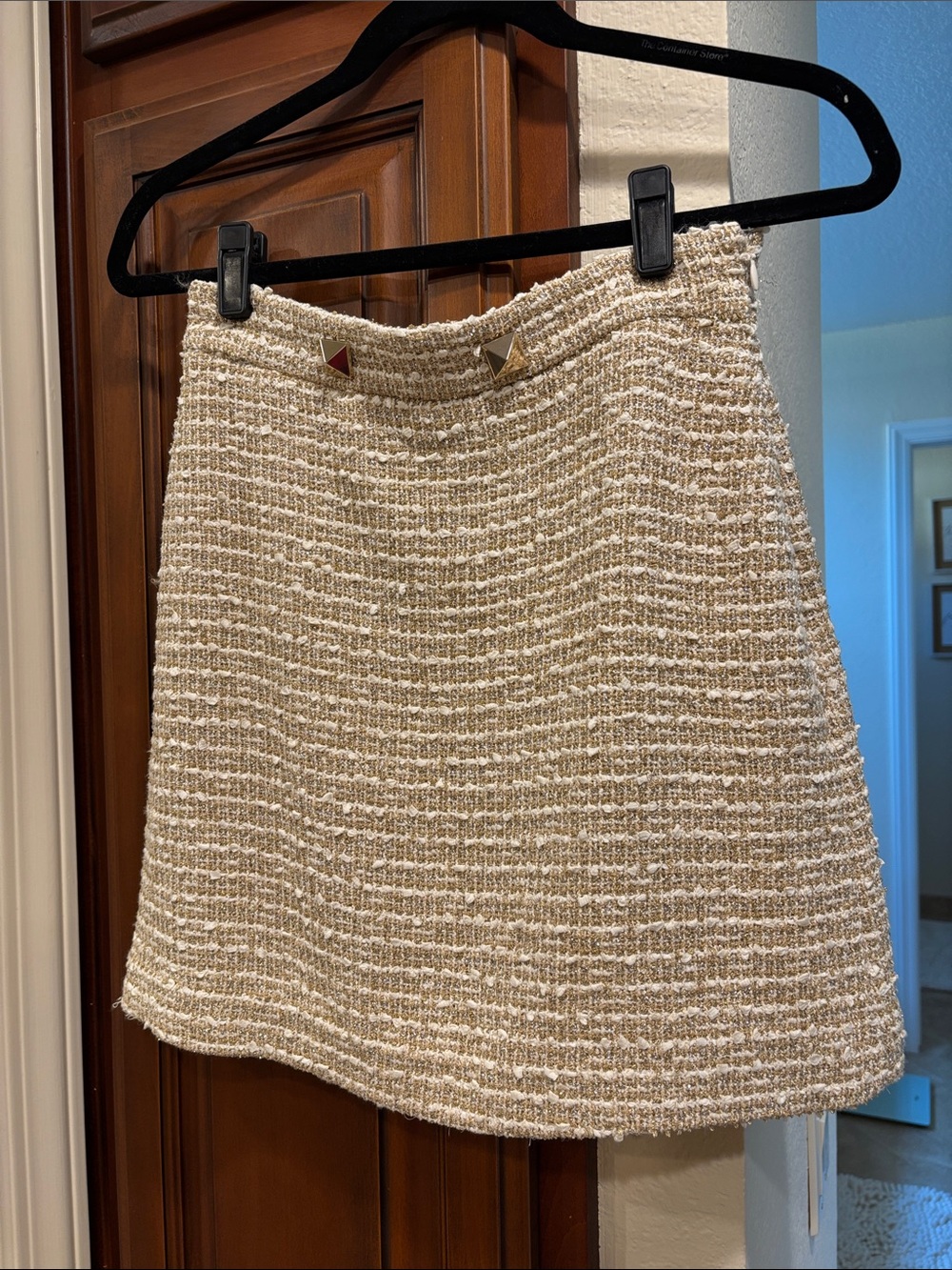 Valentino Cream Textured Bouclé Mini Skirt